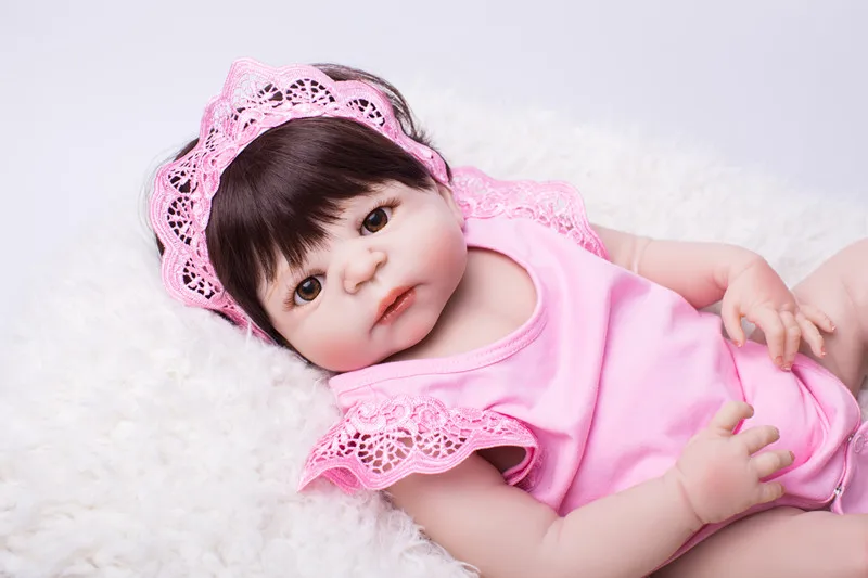 

22" Full Body Silicone Reborn Babies Doll Toy Baby Reborn Pink Princess Doll Child Birthday Gift Present Lovely Girls Brinquedos