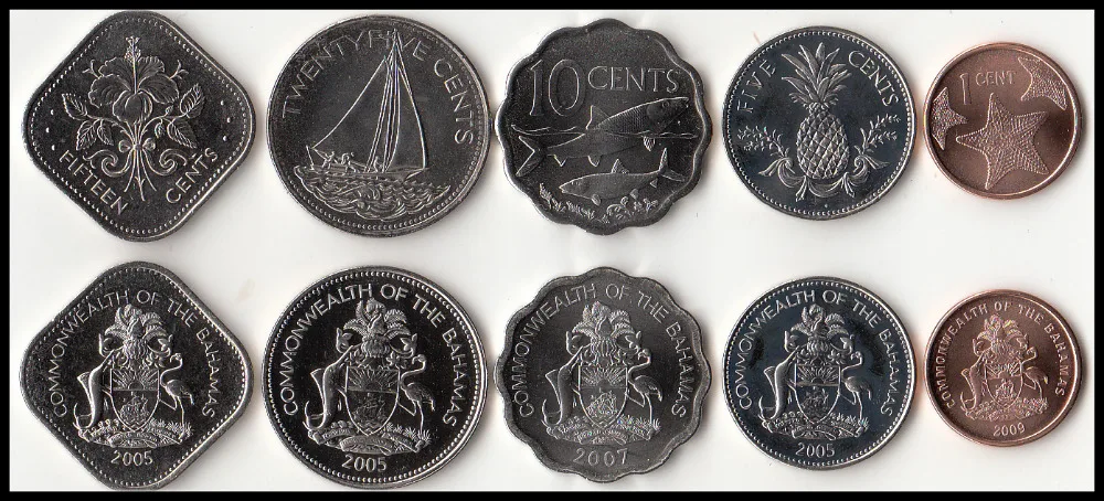 

Bahamas 5 PCS Coins Set In Circulation,New Phase And 100% Genuine,South Amercia Coins