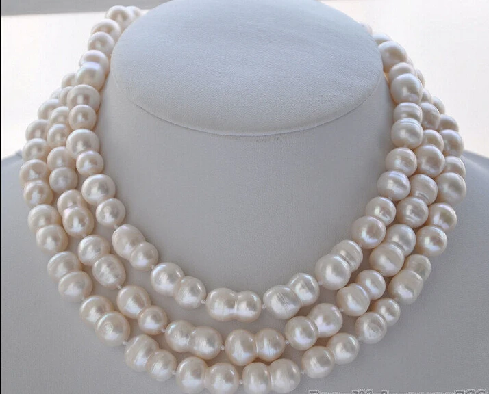 

fastNATURAL 50" 20mm WHITE peanut DOUBLE BAROQUE FRESHWATER PEARL NECKLACE Z5838
