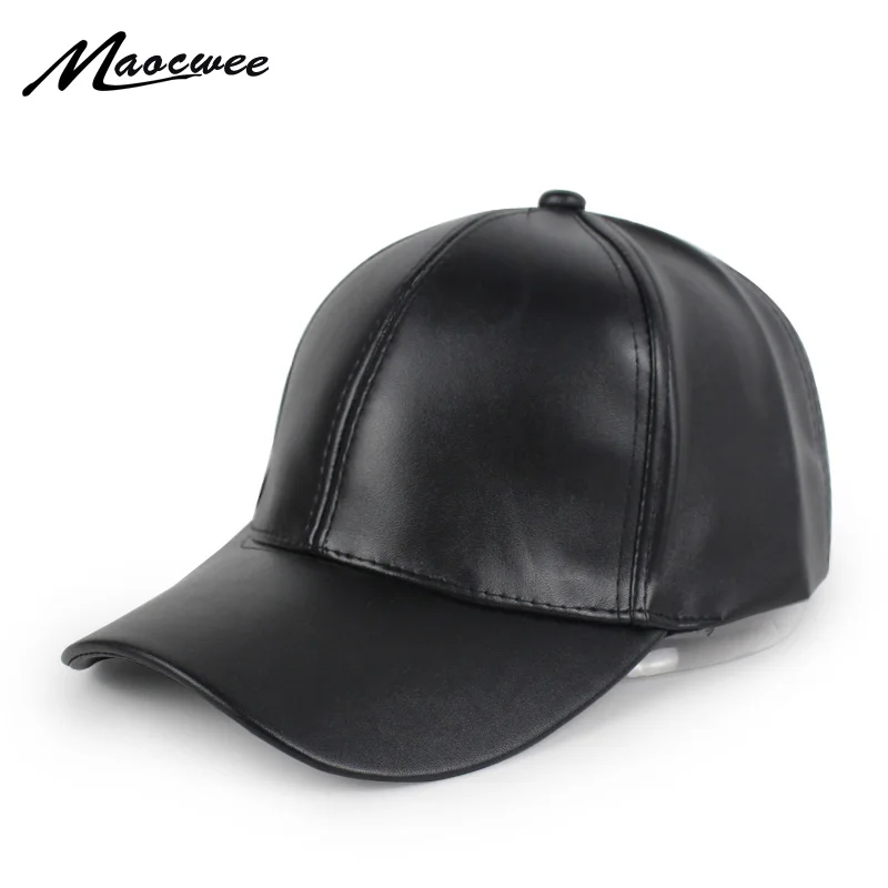 

New Men PU Leather Surface Baseball Cap Hip Hop Caps Women Snapback Dad hats Casquette Winter Trucker hat for Men Women 2018