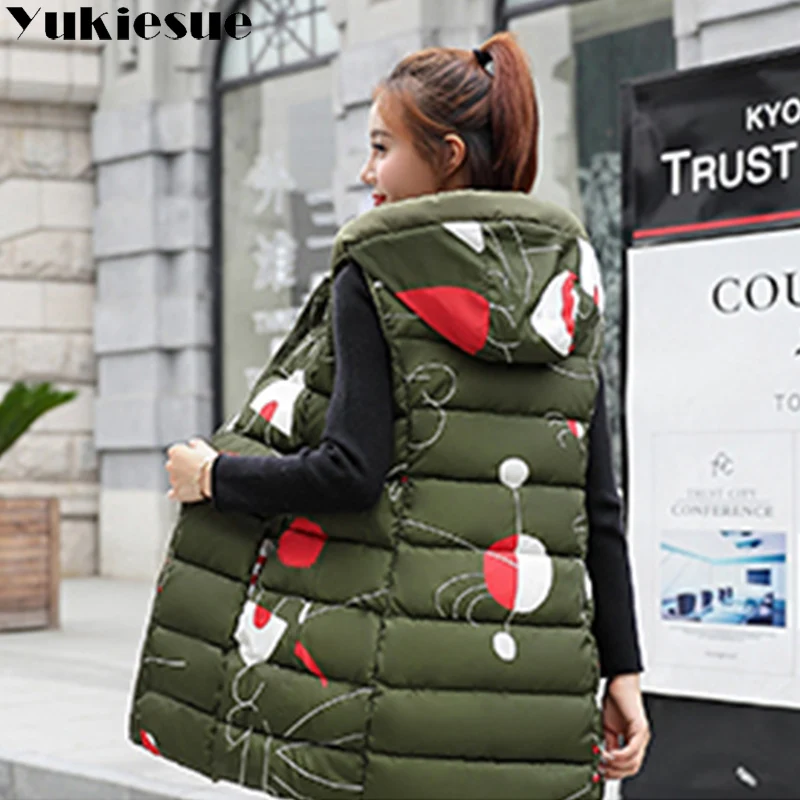 2018 Women Winter Vest Waistcoat New Women Long Vest Sleeveless Jacket Suit Collar Down Cotton Warm Vest Female 2 side to wear