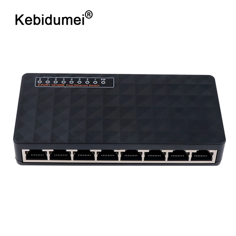 

New 8 Ports Network Swich 10/100Mbps LAN RJ45 Switcher Fast Ethernet Hub MDI Full/Half duplex exchange AC Prower Adapter EU US