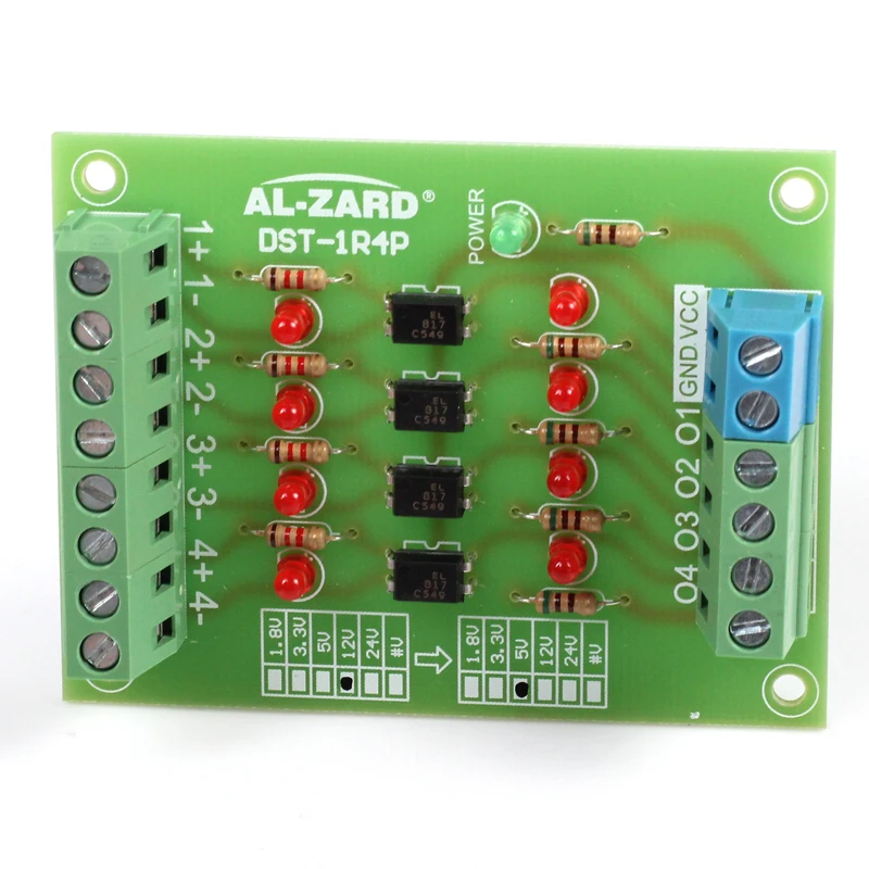 5V to 24V PLC Signal Converter Level Voltage Board 4Bit Optocoupler