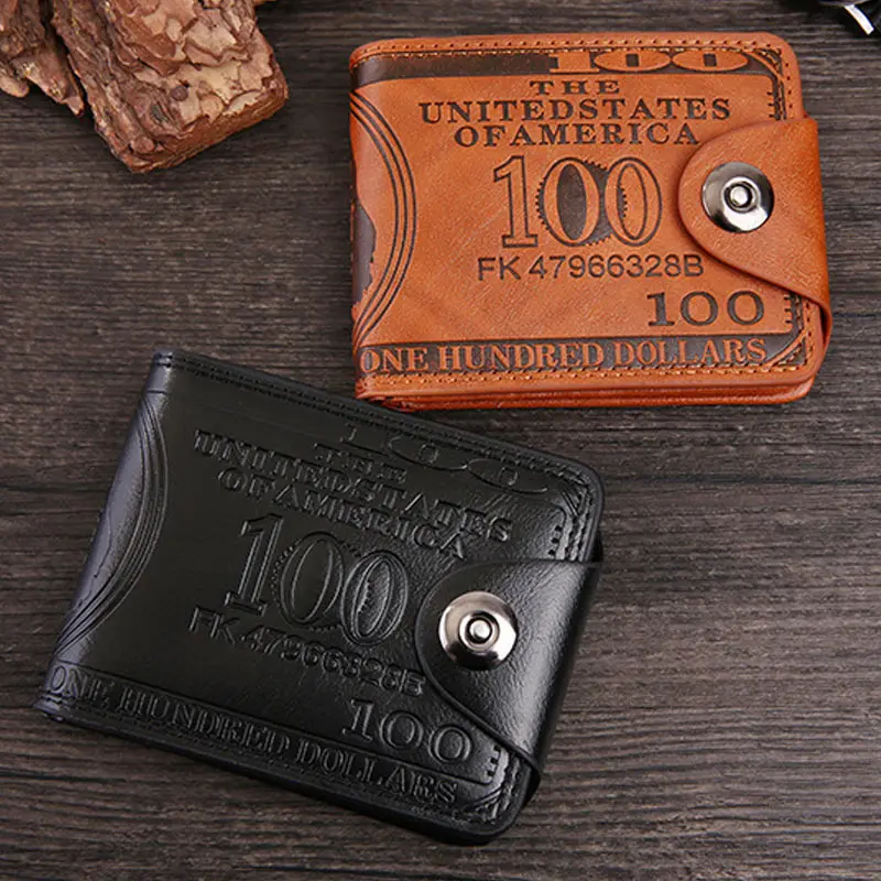 

1 Pcs Men Wallet Purse Short Design Dollar Pattern Vintage for Coin Money Cards Business MSJ99