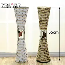 55 см двухцветная напольная плетеная ваза из ротанга, для балкона, офиса, гостиной, настенное украшение, пасторальная Цветочная ваза FZA4642