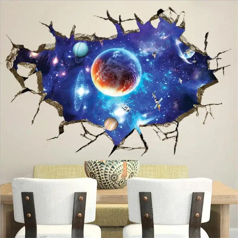 

Creative 3D Simulation Scenery Outer space Planet Wall Stickers Living Room TV/Sofa Background Mural Decal Amazing Fantasy New