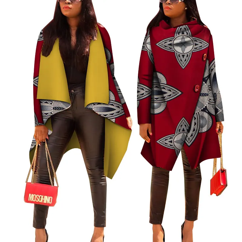 Women African Tops African Print Cotton Casual Coat Women Bazin Riche Trench Coat Lady Traditional African Clothes WY4715