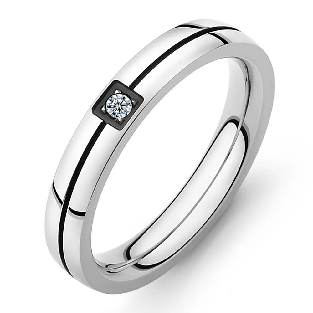 JeeMango Cubic Zirconia Ring Stainless Steel Shinning Crystal Couple Ring Forever Love For Romantic Wedding Rings JR19102 stainless steel rings