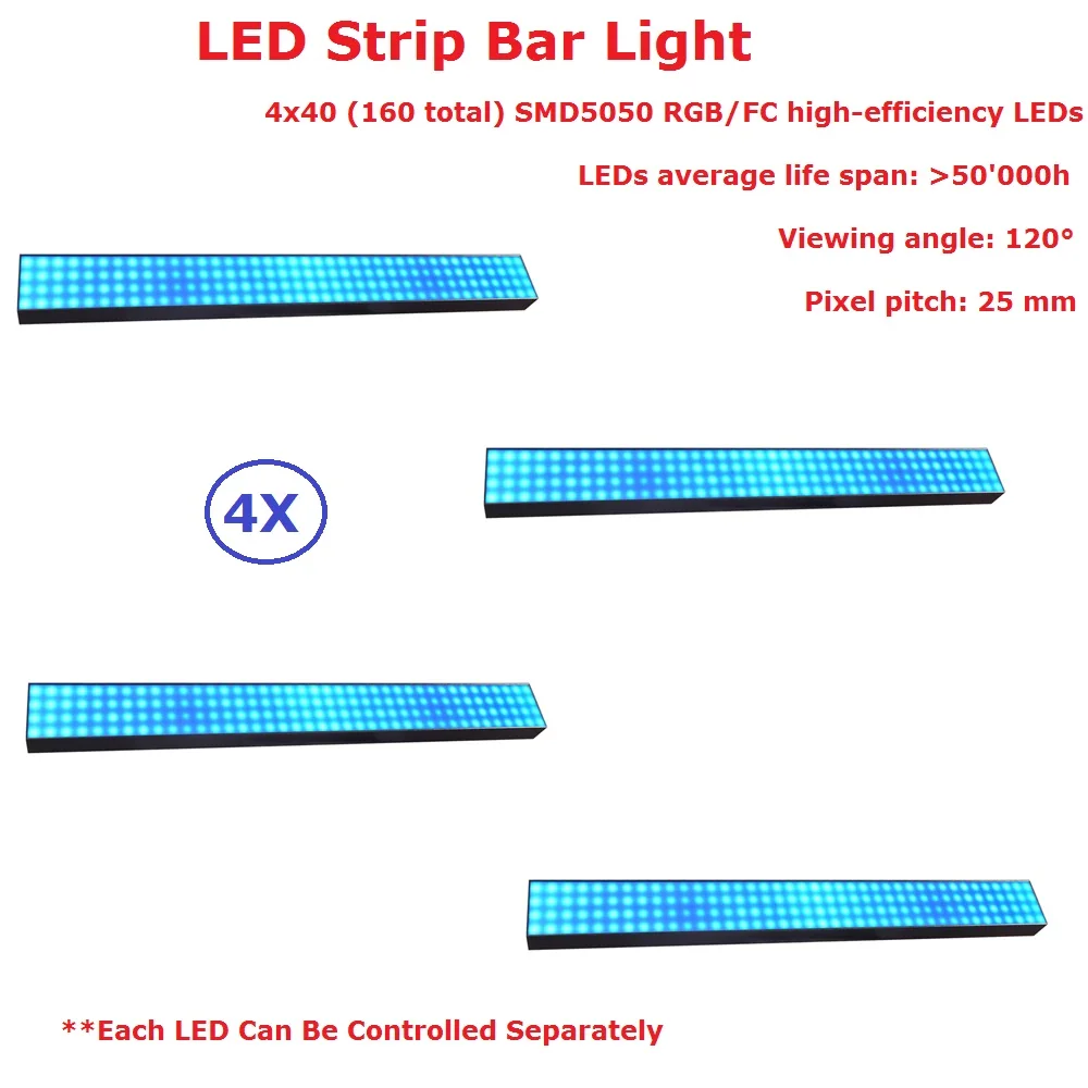 

Free Shipping 4Pcs/Lot SMD5050 RGB 3 Colors Long Strip Led Bar Lights Each LED Can Be Controlled Separately 100-240V New Desi