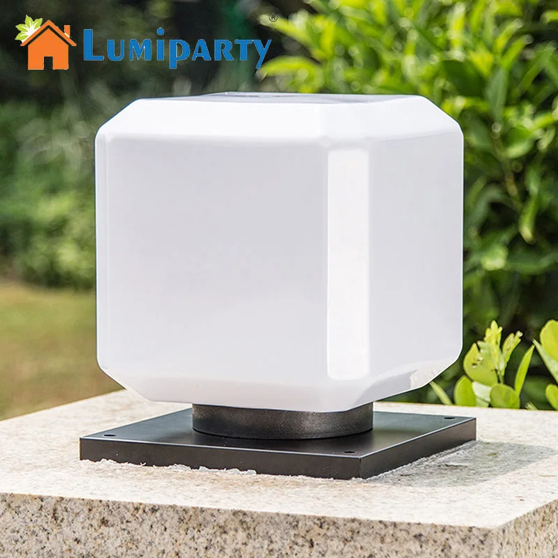 

LumiParty Square Solar Power Lights Outdoor Garden Fence Post Light Waterproof Column Pillar Lantern Wall Lamp