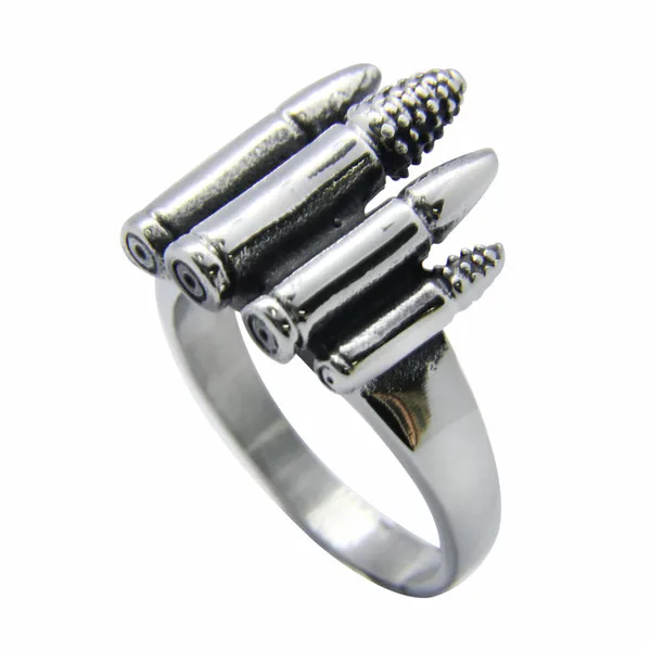 Drop Ship Cool Mini Gun Bullet Ring 316L Stainless Steel Mens Women