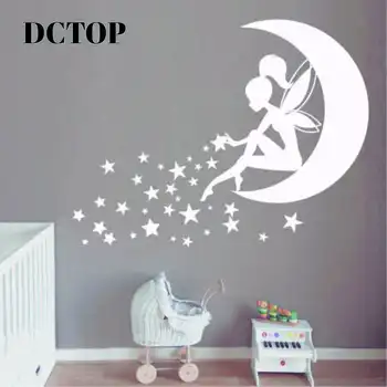 

DIY Fairy Moon Sticker For Kids Rooms Pixie Dust Stars Wall Stickers Vinyl Art Decals Baby Rooms Girl Bedroom Nursery Decoration