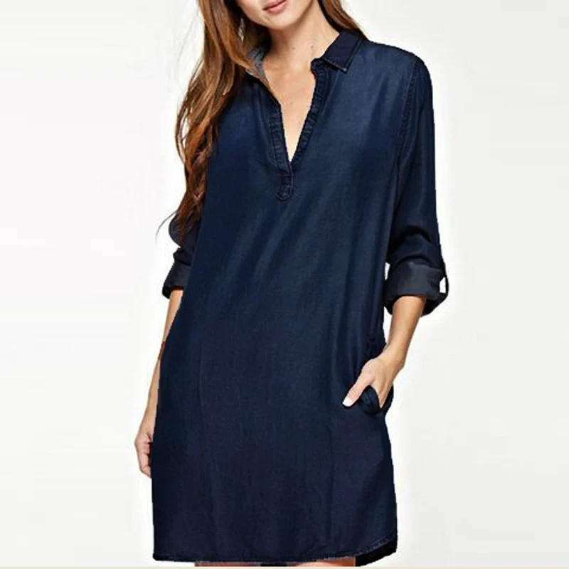 S-5XL женское модное джинсовое Синее джинсовое платье с v-образным вырезом и глубоким вырезом, сексуальное короткое платье с тонким пухом, большие размеры