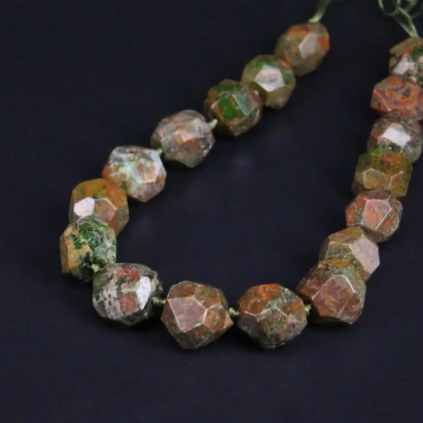 

15.5"/strand Natural Green Ocean Jaspers Faceted Nugget Loose Beads,Crazy Lace Agates Gems Stone Pendant For Jewelry Making