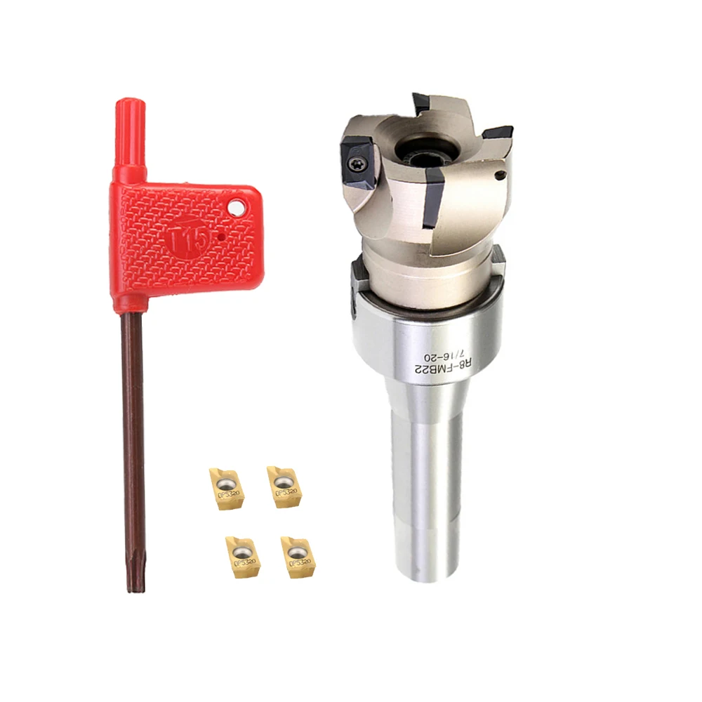 

R8 FMB22 Straight Shank Arbor EMR 400R Face End Mill Cutter with 4PCS APMT1604