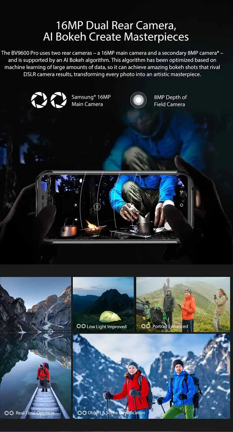 BLACKVIEW BV9600 PRO 6GB RAM 128GB ROM Helio P60 MTK6771 2.0GHz Octa Core 6.21 Inch AMOLED FHD+ Screen Dual Camera IP68 IP69K Waterproof Android 8.1 4G LTE Smartphone
