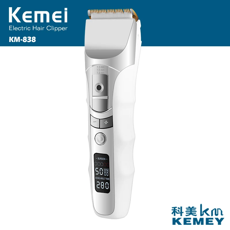 Kemei перезаряжаемая профессиональная машинка для стрижки бороды Триммер ЖК-дисплей станок для бритья набор для стрижки волос моделирование бороды инструменты
