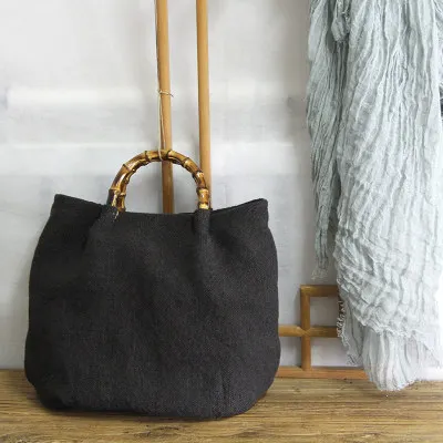 

Famous brand Crossbody bag vintage Women Bag bamboo handle Purses Handbags Designer Brand Ladies Hand Bags cotton Shoulder Bag