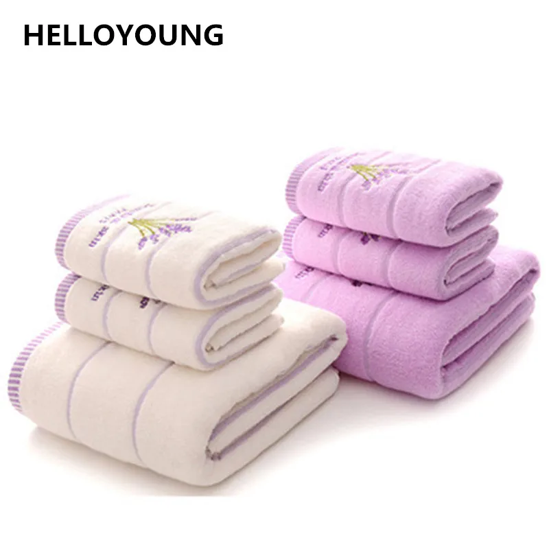 HELLOYOUNG Хлопковое полотенце 3 шт. лавандовый узор набор для ванной комнаты супер