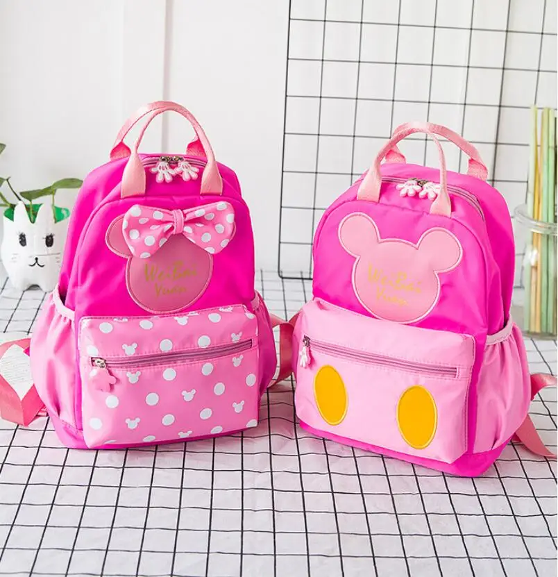 

New Bowknot Minnie Mickey Children Cartoon Backpack For 3-6 years old Boys Girls Lovely Schoolbag