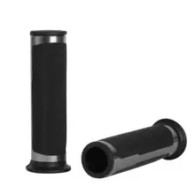 Pair Gray Aluminum Grained Rubber Motorcycle Handlebar Hand Grips 7/8" 22mm