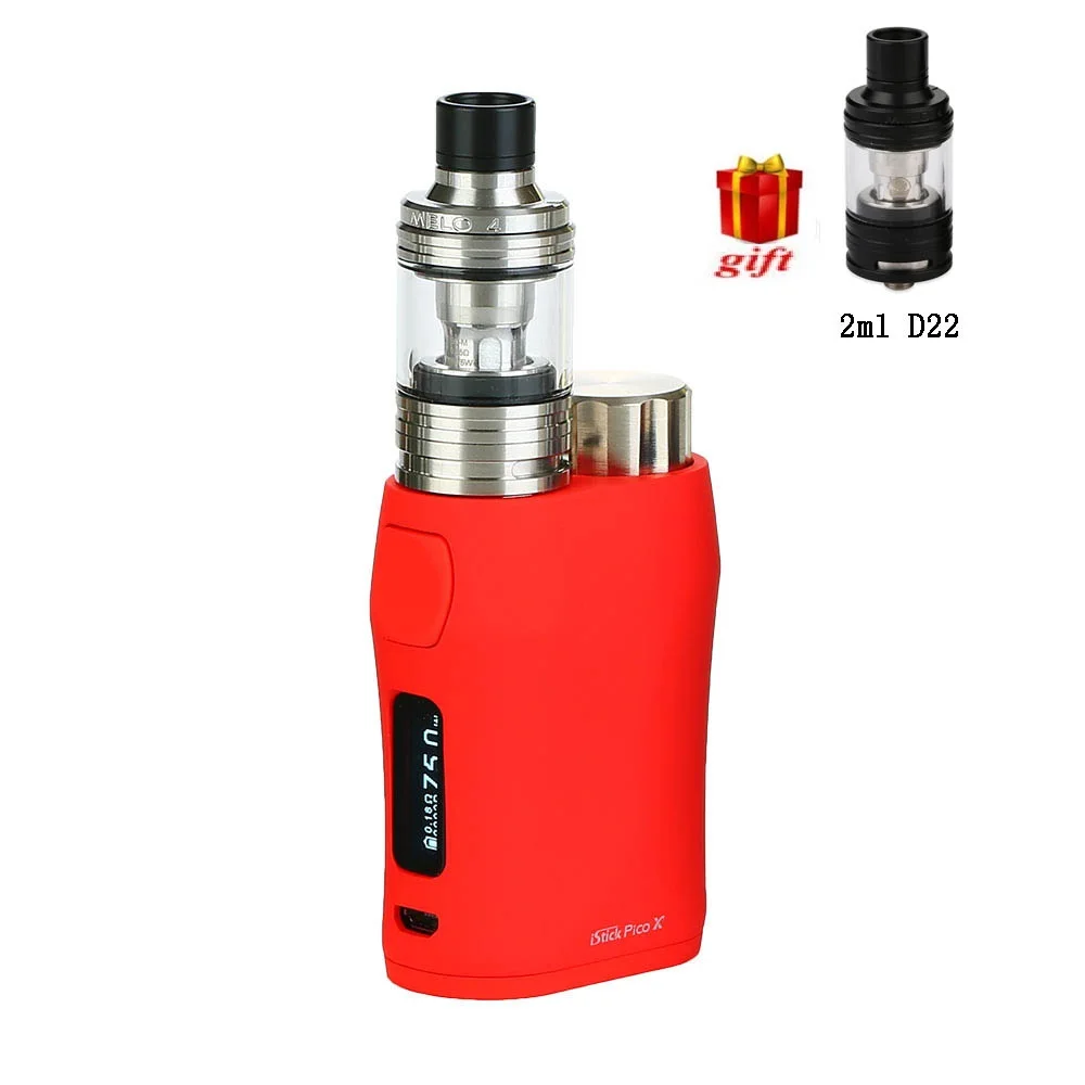 Подарок! Оригинальный Eleaf iStick Pico X с MELO 4 D22 комплект 75 Вт 2 мл баком в 0 15 Ом EC M