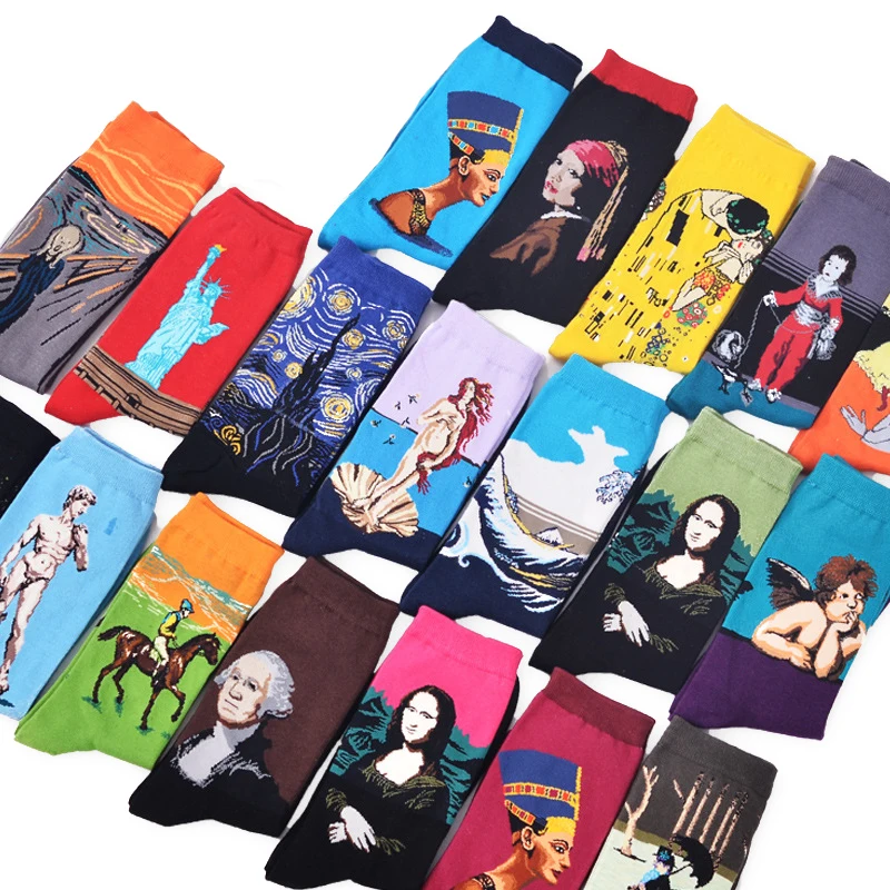 

3D Print Art print Socks Women Men Cotton Harajuku Style Famous Painting Sock fashion Funny Sokken