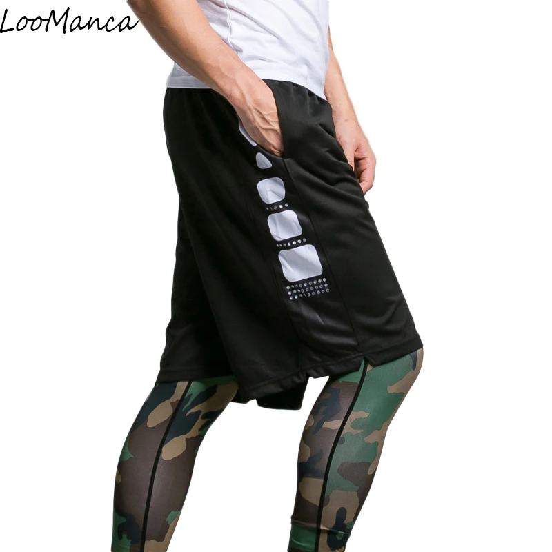 2019 New Summer Running Basketball Shorts Men Knee Length Elastic Waist Pocket Loose Sport