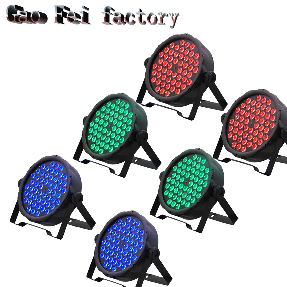 

6pcs/lot 54pcs*3W RGB Colorful 3IN1 8 DMX Channel Tricolor Flat Led Par Light