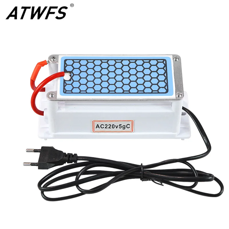 

ATWFS Ozone Generator 220v 5g Ozonizer Air Purifier for Home Ceramic Plate for Sterilizer Deodorization EU Plug