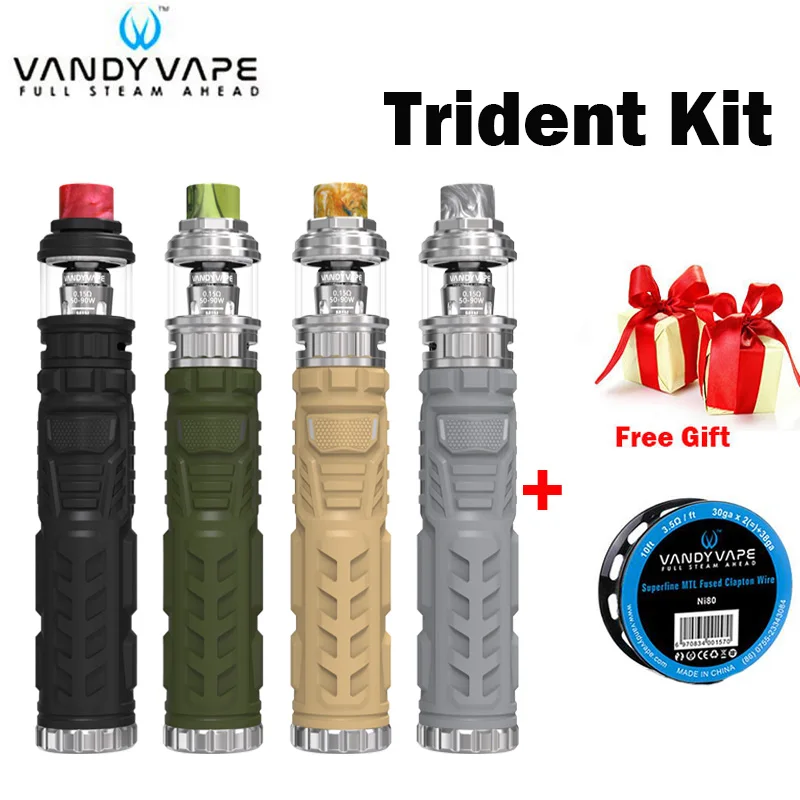 

VANDY VAPE Trident Kit Powered by 18650 Battery with Trident Sub Ohm Tank in 0.15ohm Mesh Coil