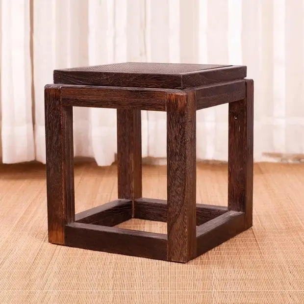 Japanese Antique Wooden Stool Chair Paulownia Wood Small Asian Traditional Furniture Living Room Portable Low Stand Stool Design