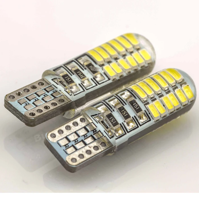 

New  Silica Gel T10 24 LED Clearance Bulbs, 12V 168 912 Car Rear Tail Lights W5W 194 Brake Lamp 921 161 Instrument lights 100x