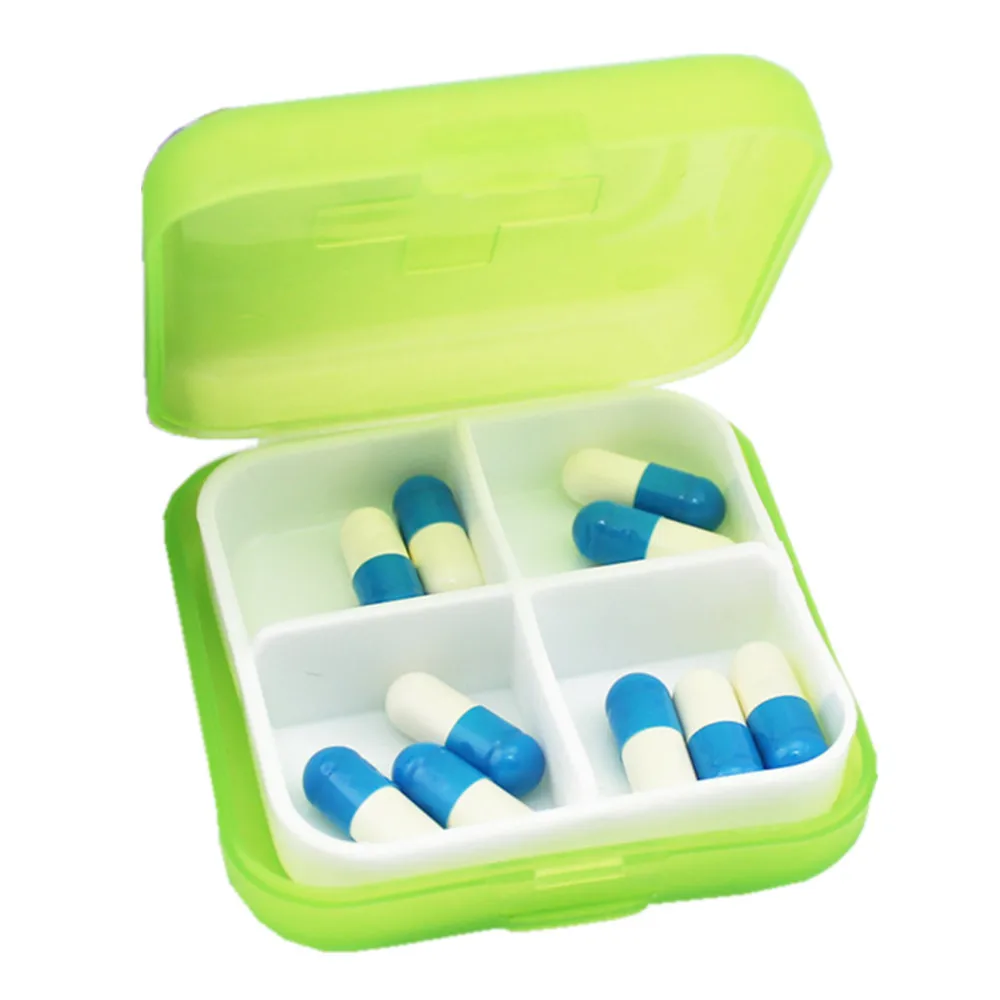 

Mini pill cutter Box Health Medicine Case Medical Box Travel 4 Slot Storage Organizer Portable Drug Storage Box Organizer