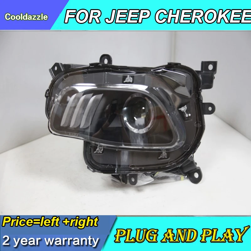Для Jeep для Cherokee светодиодный головной свет angel eyes год с DRL для Mustang передняя лампа