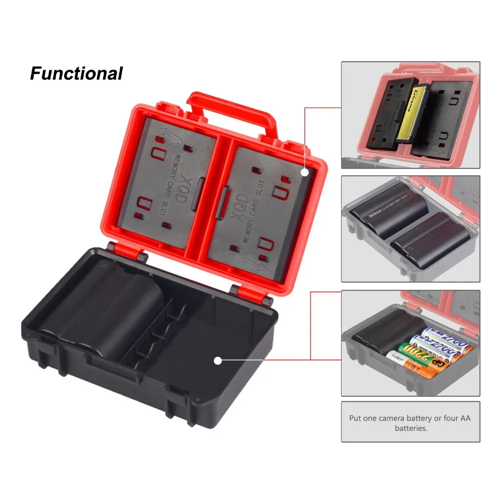 

LENSGO Camera Memory Card Case Battery Multifunction Plastic Holder SD CF XQD Card Storage Box for Canon Sony Fuji Nikon Olympus