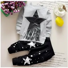 Коллекция года, весенне-осенняя футболка для малышей, штаны комплекты из 2 предметов спортивные костюмы для малышей, Детские комплекты одежды в богемном стиле для мальчиков и девочек детская одежда