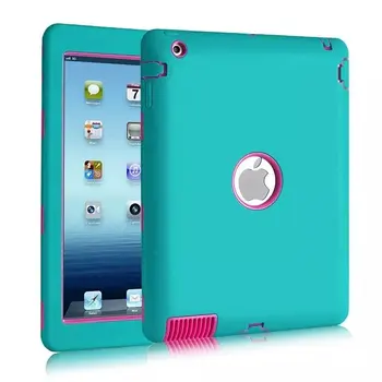 

Case For Apple iPad 2 For iPad 3 For iPad 4 Case Kids Safe Shockproof Heavy Duty Rubber Hybrid Armor Hard Case Cover W