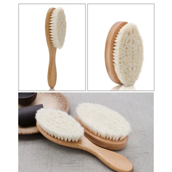 

Men Beard Comb Brush Bath Body Brushes Natural Wool Bristles Shower Back Scrubber Baby Shampoo Brush with Handle Wooden