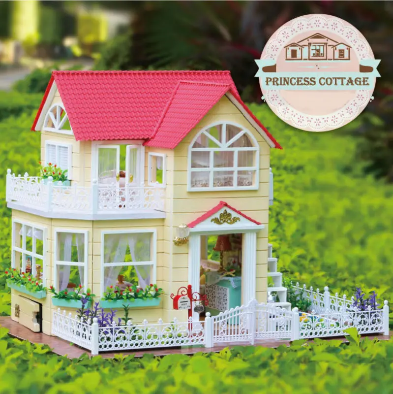 Diy Миниатюрный Кукольный дом включает мебель 3D деревянная головоломка Строительная модель Кукольный домик для подарков на день рождения игрушки принцесса домик