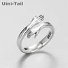 Uini-Tail hot new 925 sterling silver European and American jewelry love hug ring retro fashion tide flow open ring GN601 ► Photo 1/3