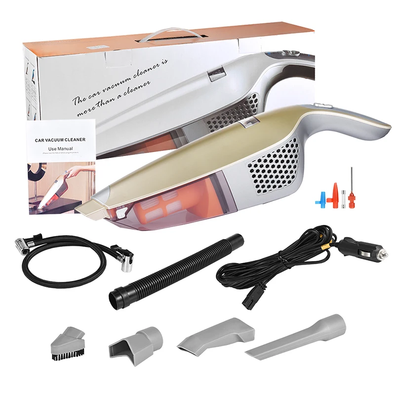 Auto 3 In 1 Car Vacuum Cleaner Fast Tire Inflator Vacuum Dry Wet Handheld Dust Buster LED Digital Display Tire Pressure Gauge