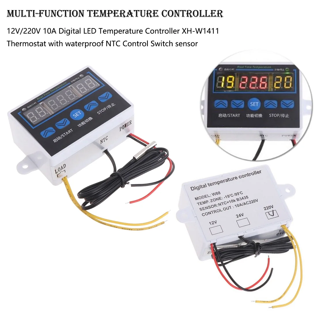 

12/220V Digital Control Temperature Microcomputer Thermostat Switch Thermometer Thermoregulator with LCD Display