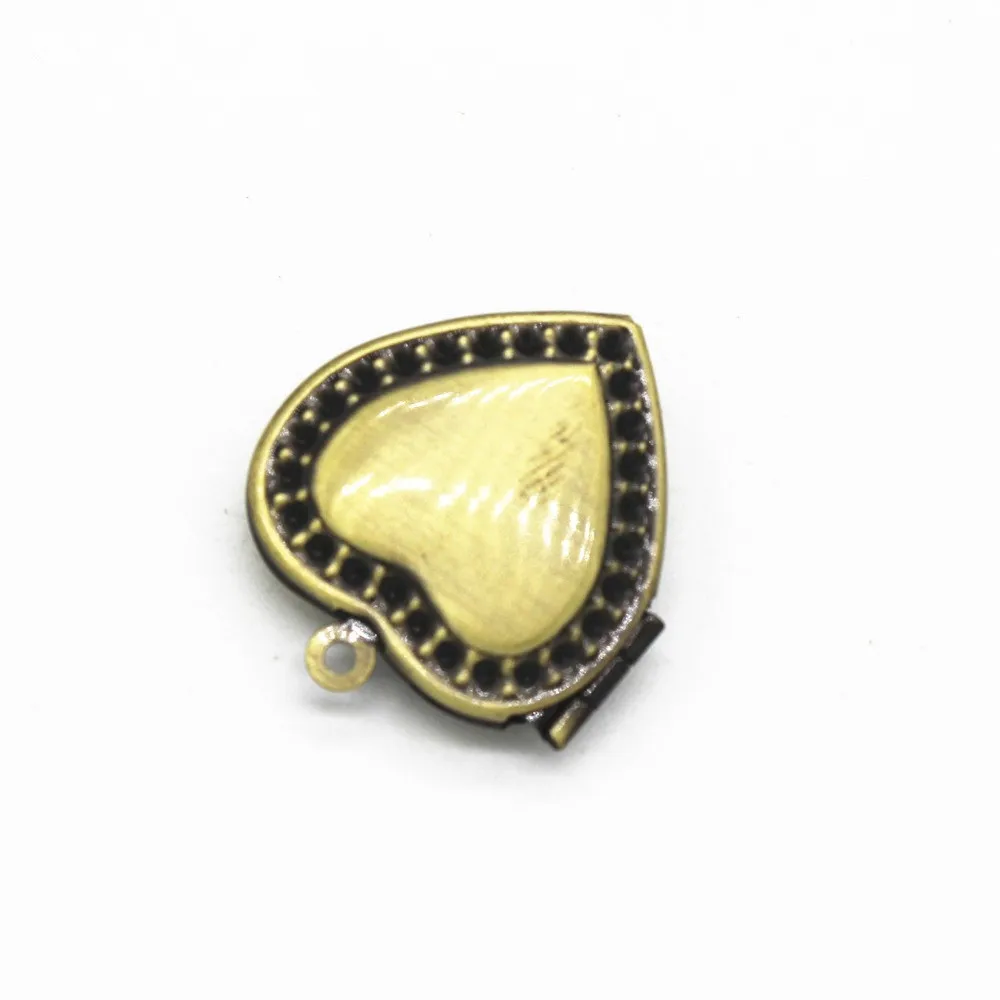 

10 PCS 21.5mm*23.5mm 5 Colors Plated Metal Copper Heart Shape Photo Locket Pendant Charm Fit 13.5mm For Jewelry Making