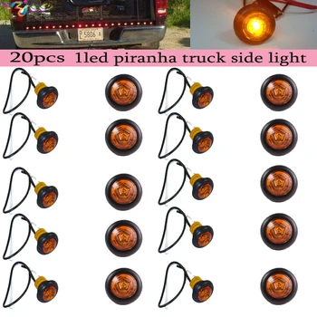 

Car LED External Lights 20pcs Round Pentagram Amber1 LED Piranha truck side light Marker Clearance Light