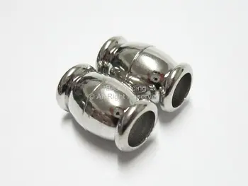 

6mm Round Leather Magnetic clasp Rhodium plated Brass clasp