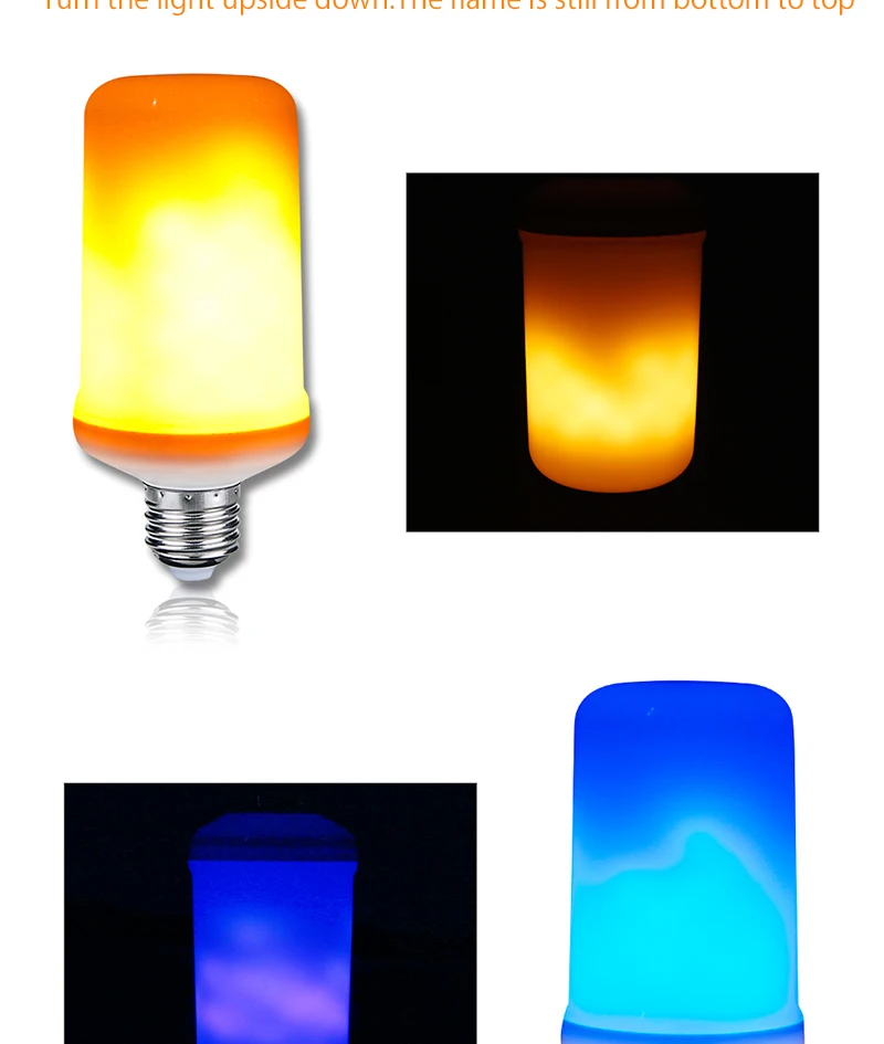 [DENGSUM] 99 светодиодный s E27 лампы-факелы 9 Вт 85-265 в 4 режима Ampoule светодиодный светильник с эффектом пламени лампы мерцающего эмуляции огня желтый