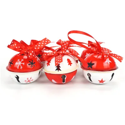 Рождественские украшения для дома 6 шт. красный белый металлический колокольчик с лентой 50 мм колокольчики для рождественских украшений Декор - Цвет: 6PCS 3types