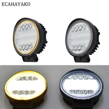 ECAHAYAKU 4 Inch 72W LED Light bar with yellow drl DC 12V 24V Car Fog Lamp led work Light For Off-road Truck Boat jeep SUV ATV 4 round rgb led fog lights drl angel eye halo ring bluetooth phone auto drl car light lamp for jeep wrangler off road suv