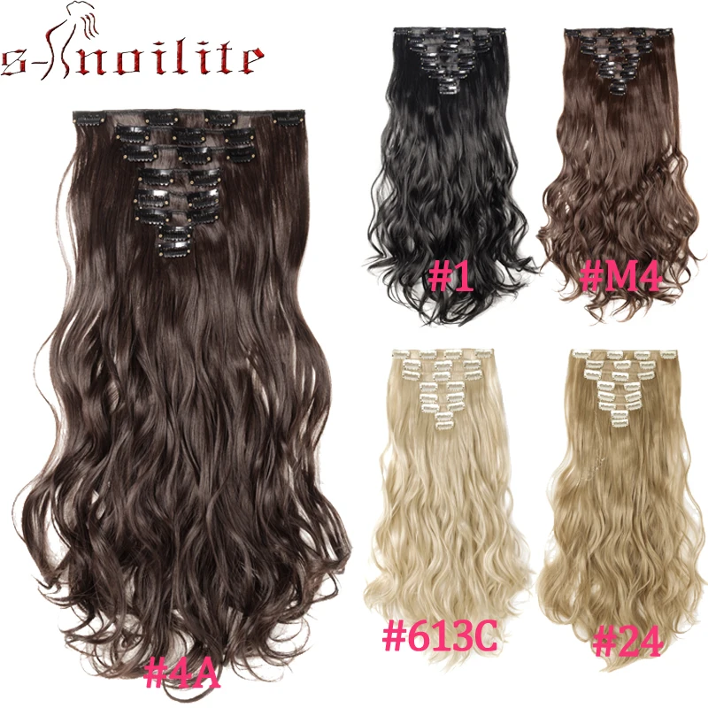 S noilite 17 &quot24&quot 8 шт. длинные вьющиеся волосы 18 клип в синтетических волос